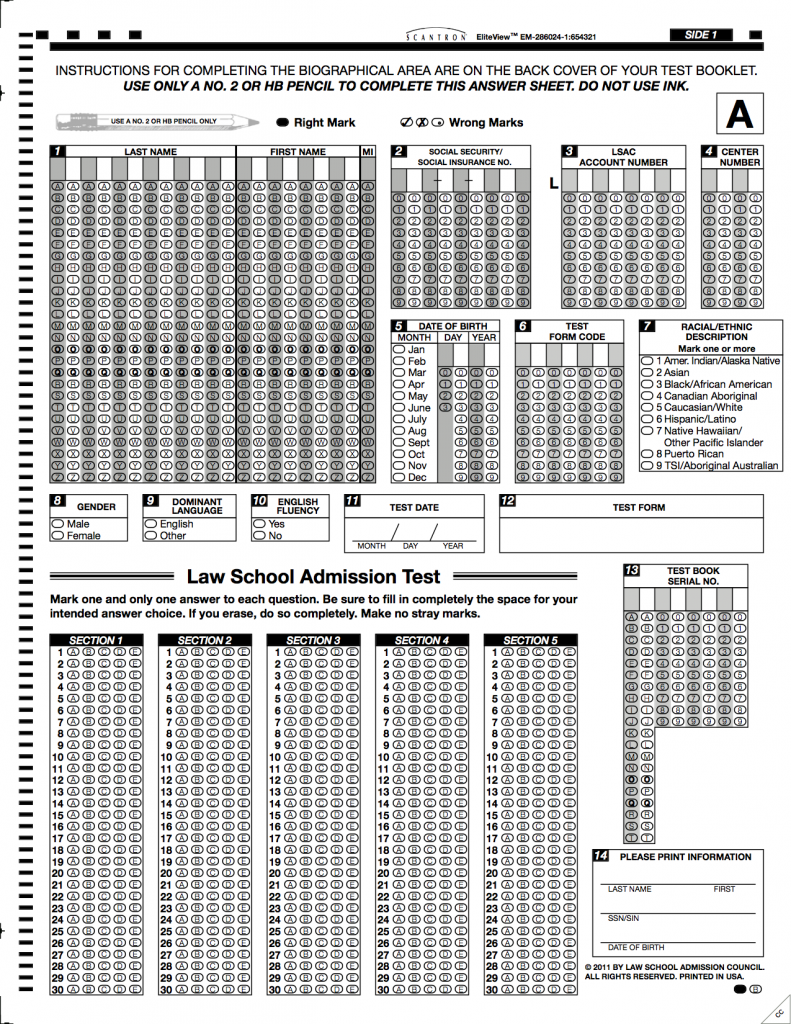 Scantron Score Chart 2018